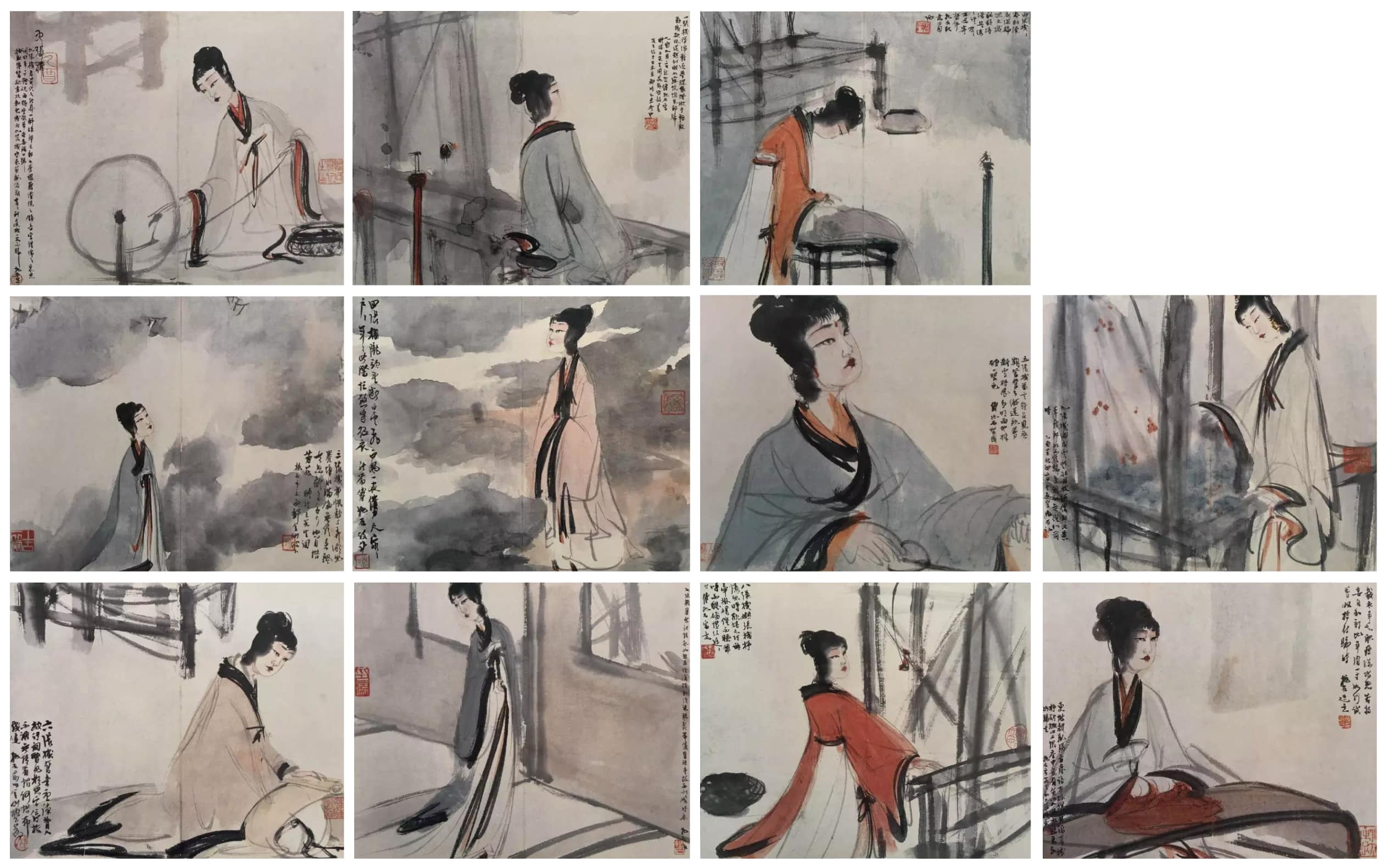 蔵出し 美術 絵 大名家 傅抱石 高士仕女図 旧蔵 絵冊 傅抱石贈妻「最美 