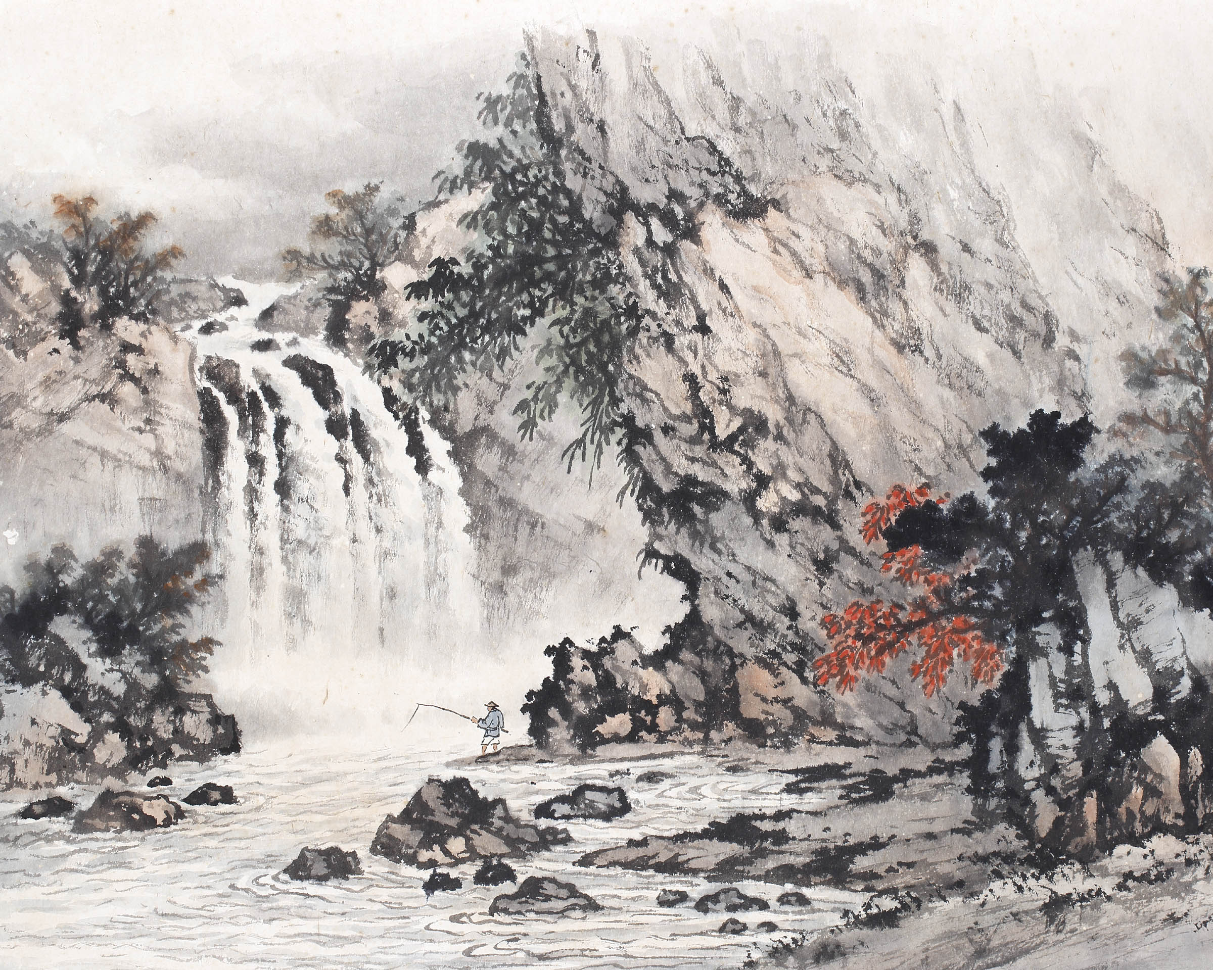 黃君璧《秋溪垂釣》賞析：白雲堂山水與虛四角構圖
