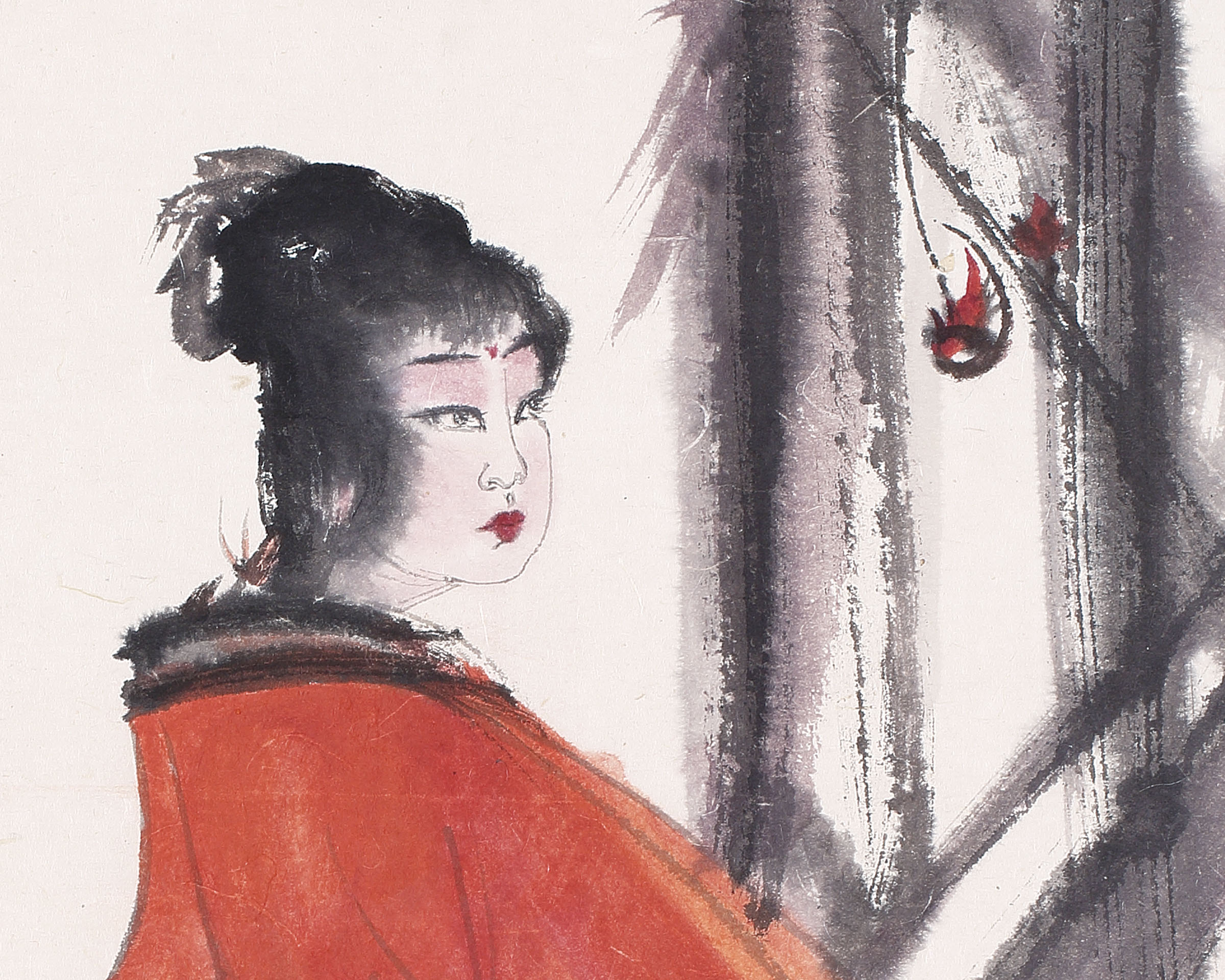 傅抱石《杼機仕女》賞析：宋代詞牌「九張機」與仕女情思