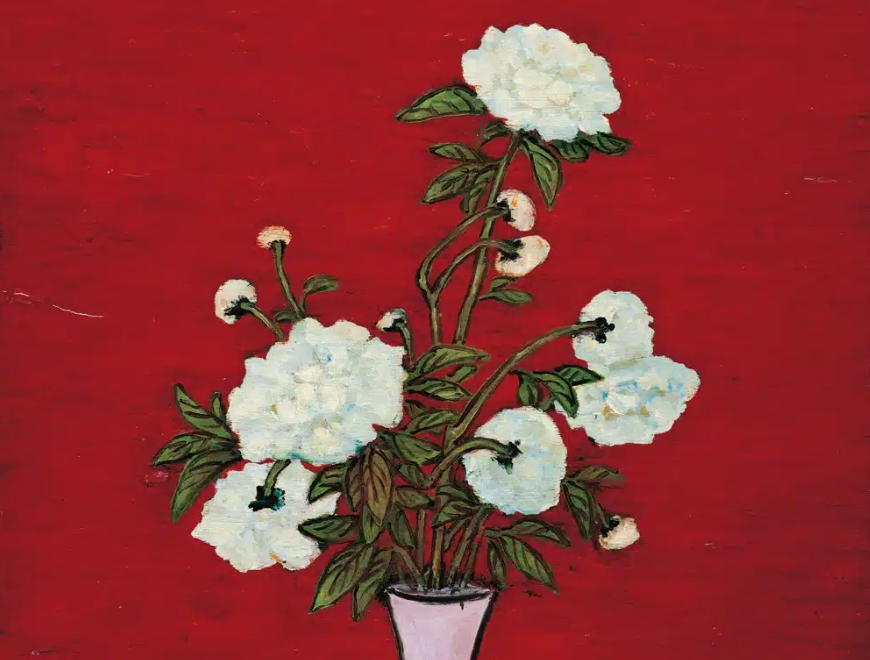 常玉（1895－1966）紅底瓶花