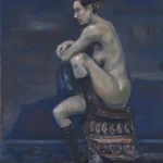 陳景容（B.1934）坐在印度布上的裸女