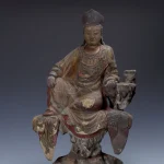 元  木雕彩繪水月觀音坐像