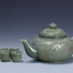 大明殿寶碧玉花卉紋杯壺組