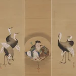 酒井抱一（1761－1829）鶴／円窓 寿老／鶴 （三幅對）