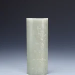 清 和闐白玉松鶴臂擱