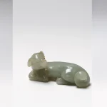 青玉雕福翁擺件／和闐玉臥犬／青玉仕女擺件