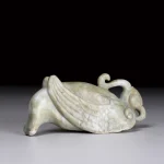 明 白玉雕鳳鳥把件