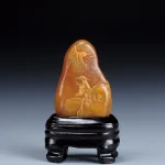 田黃石薄意雕山水擺件
