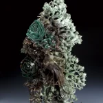 南陽獨山玉雕富貴花寶瓶雕件