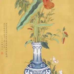 【模写】【伝来】委託品 f5583〈梅蘭芳〉花図 中国画 MEI LANFANG (1894-1961) , 梅蘭芳梅花水墨紙本立軸一九四七年作