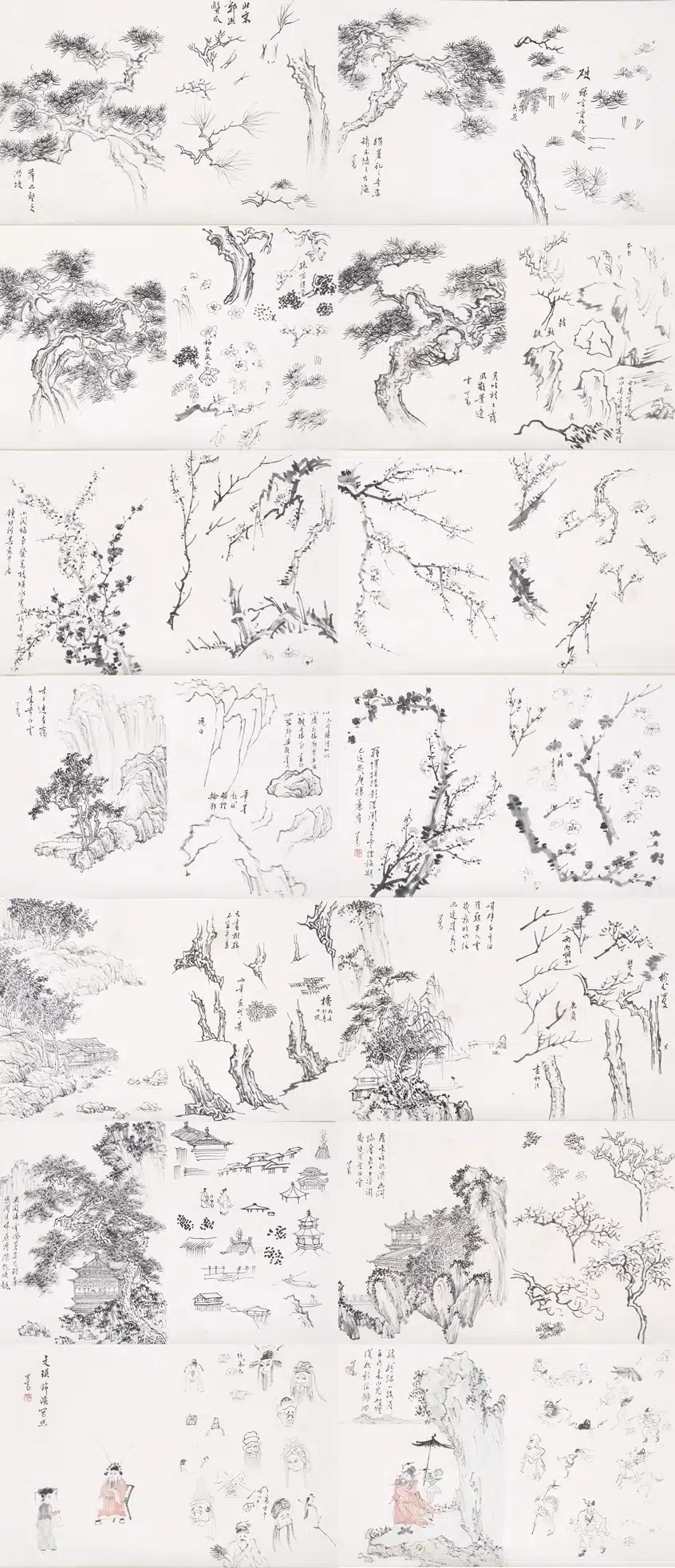 溥儒(溥心畬)(1896-1963)文瑛畫稿雙面冊 - 長流美術館