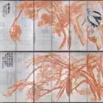 吳昌碩（1844－1927）歲寒鶴壽 屏風