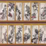 吳昌碩（1844－1927）花果六曲一雙屏風