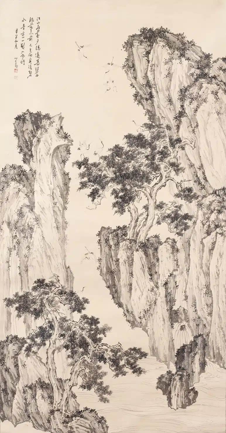 溥儒(溥心畬)(1896-1963)絕巘鶴鳴 - 長流美術館