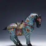 清乾隆年製 銅鎏金掐絲琺瑯立馬